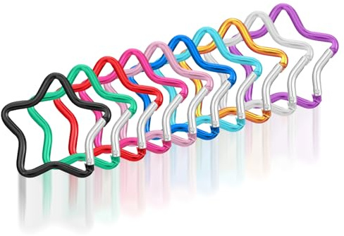 Karabiner 10 Stück Stern Karabinerhaken Bunt Sternkarabiner Outdoor Schlüsselanhänger Karabiner Aluminiumlegierung Sternförmiger Karabinerhaken für DIY Rucksack Reisen Wandern Sport