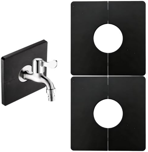 SHYSBV 2 Stück Rohrabdeckung, Selbstklebende Dekorative Abdeckung aus PVC - Quadratische Abdeckblende für Rohre, Wasserhähne, Kabel und Löcher in Wänden (Schwarz)