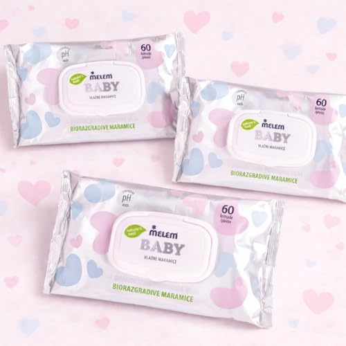 Melem Baby Feuchttücher – 3er Set (3×60 Stück) Biologisch abbaubar