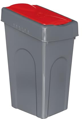 FINE STAR Plastic 50L Litre Kitchen Home Recycle Recycling Bin Office Rubbish Trash Waste Dustbin With Lid (Red)