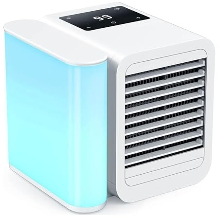 Tragbare Klimaanlage Kühlventilator, Mini Verdunstungsluftkühler mit Touchscreen, 1000ml Wassertank, 99 Windgeschwindigkeitsstufen, 12-Stunden-Timer, ideal für Zimmer und Camping