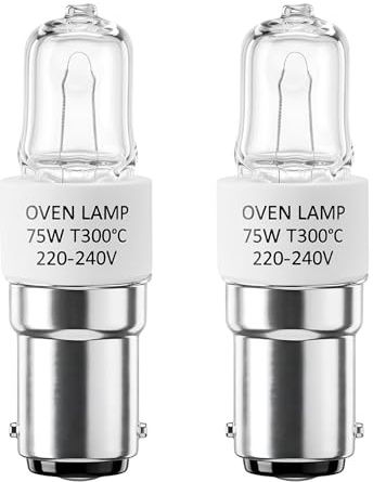 2 Stück Halogen Leuchtmittel BA15D, Dimmbare Halogenlampen Warmweiß 2700K, 75W, 220V-240V, 360° Rundumleuchtung, Doppelkontakt-Ausführung, Hitzebeständig, für Haushaltsgeräte, Decken- und Wandleuchten