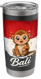 Bali Monkey Indonesia Flag Stainless Steel Insulated Tumbler