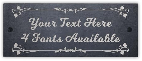 Slate House Signs Personalised Plaques Engraved Slate House Sign Outdoor Decoration Personalised Signs for Outside Welcome Sign with Wall Fixings 25x10cm (Design 5)