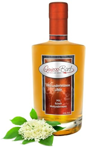 Holunder Blüten Likör 0,35L mit wunderbarem Holunderblüten Aroma 22% Vol Holunderblütenlikör Geschenkflasche