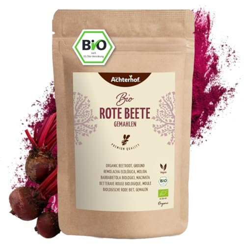 Rote Beete Pulver Bio 250g | erdig, herzhaft und süß | roh und gekocht verwendbar | ideal zum Färben von Lebensmitteln | vom Achterhof
