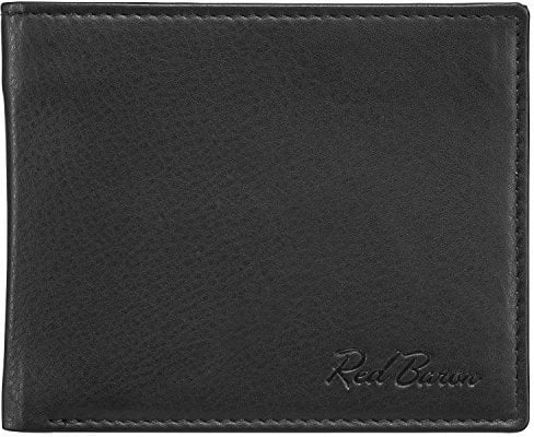 Red Baron Portemonnaie Geldbörse Herren Elegantes Design Schwarz matt - mit Fach für EIN Einkaufswagenchip RB-WT-005-01