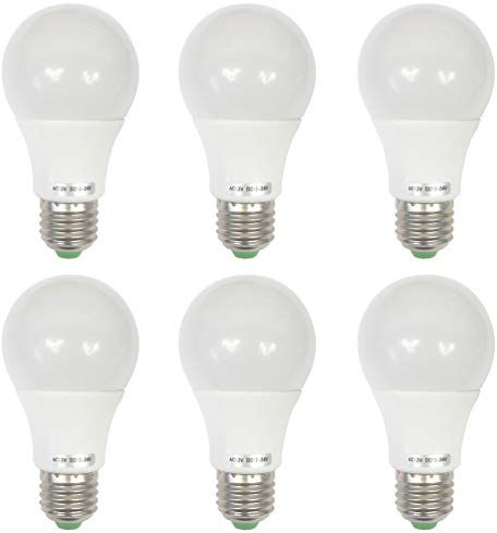 GRV E27 5W SMD LED AC12V/DC12V-24V Light Bulb 40W Incandescent Replacement for Solar System, RV, Camper, Boat, Interior Low Voltage Lighting Cool White Pack of 6 (Non-Household Lighting)