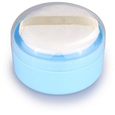 1PCS Blue Plastic Empty Portable Refill Baby Skin Care After-bath Powder Case Face Body Talcum Make-up Storage Holder Container Dispenser with Sifter and Sponge Puff