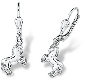 Amor Ohrhänger 925 Sterling Silber Mädchen Kinder Ohrschmuck, 2,6 cm, Silber, Pferd, Kommt in Schmuck Geschenk Box, 9526741