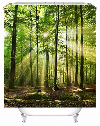 Xlabor Pflanzen Motiv Duschvorhang Wasserdicht Stoff Anti-Schimmel inkl. 12 Duschvorhangringe Waschbar Badewannevorhang 180x180cm Muster-D