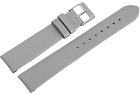 Excellanc-Uhrenarmband Ersatz Echt Leder Dornschließe Breite 12-22 mm (Stegbreite: 20 mm, grau)