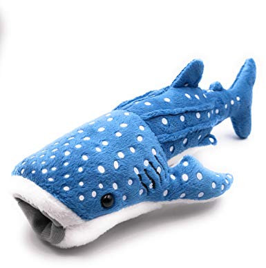Onwomania Plüschtier Kuscheltier Stoff Tier Walhai blau weiß gepunktet groß 26 cm