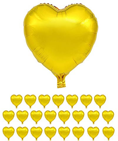 Cepewa Folienballon Herz Silber Gold ca. 45 cm Luft- und Heliumfüllung Hochzeit Polterabend Liebe Helium Deko (24 x Folienballon Herz Gold)