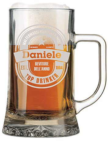 Boccale da birra con incisione personalizzabile con nome - mai fermarsi alla terza media - bicchiere in vetro 50 cl