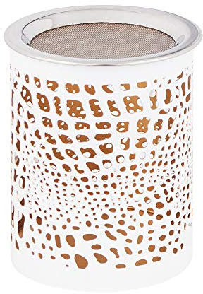 Bitto Windlicht und Weihrauchbrenner BELLARY aus Metall, weiß/Gold, H: 10 cm, Ø 8 cm, mit Edelstahlsieb Ø 9 cm