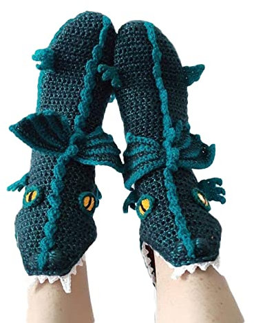 Lustige Tier-Stricksocken, Unisex, Damen, Herren, Kinder, warm, dick, Stricksocken, Alligator, Hai, Krokodil, Socken, B-Erwachsene, Einheitsgröße