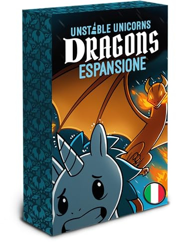 Asmodee – UNSTABLE UNICORNS: ESPANSIONE DRAGONS – Scatena la Furia dei Draghi e Incendia la Partita – Gioco di Carte Strategico e Divertente – Idea Regalo – 2-8 Giocatori – 8+ Anni – Ed. in Italiano