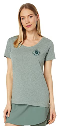 Fjällräven Damen T-Shirt Logo 1960 | Jersey-Strick aus Bio-Baumwolle und recyceltem Polyester. Mit Rundhalsausschnitt und Logoprint auf der Brust. Slim Fit.