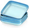LOVECASA Tafelservice, 4er quadratische Suppenteller Set aus Steinzeug, Tiefteller Set für 4 Personen, Pastateller, 21x 21x H4,6 cm, 1050 ml, Himmelblau