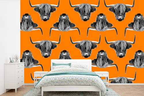MuchoWow Papier peint Highlander écossais - Motif - Orange Papier peint photo 600x400 cm Papier peint imprimé