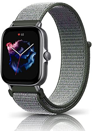 KeeFos 20MM Cinturino per Amazfit Active/Amazfit GTR Mini/Amazfit GTS 4 Mini/GTS 4/Bip 3/Bip 3 Pro, Nylon Cinturino di Ricambio Elasticizzata per Amazfit GTS 3/GTS 2e/GTS 2 Mini - Grigio