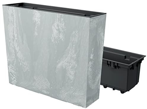 MELTOM Blumenkübel Blumenkasten mit Einsatz Quadratisch Beton Optik Farbe: Grau XL (BxH): 58 x 50 cm