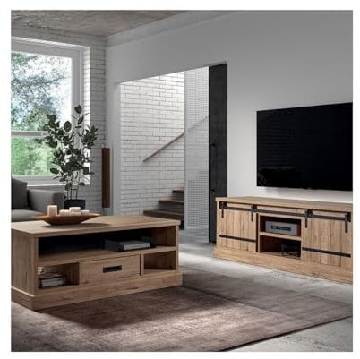 AltoBuy CEDRA - Ensemble Salon Industriel Meuble TV + Table Basse