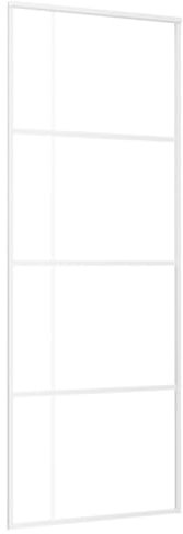 vidaXL Puerta Corredera Herrajes Entrada Corrediza Deslizante Cuarto de Baño Salón Sala de Estar Habitación ESG Vidrio y Aluminio Blanca 76x205 cm