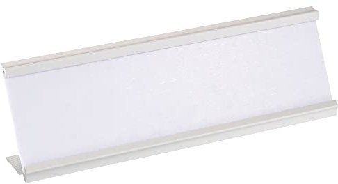 PATIKIL 2 x 7 Pulgadas Aluminio Nombre Placa Soporte, L Tipo con Blanco En Blanco Grabado Nombre Placa para Escritorio Oficina Negocio Puerta Rótulo Soporte Plateado Tono