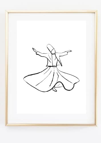 Din A4 Kunstdruck ohne Rahmen - Tanzender Derwisch - Sufi Sufimus Islam - Skizze Zeichnung - Poster Druck