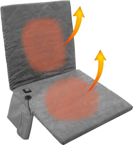 Jokerzi Heated Camping Chair, USB Heated Portable Camping Chair, Winter Seat With Backrest For Outdoor Sports, Fishing, Picnic, Beach-Grey
