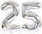 D2D | Party Balloon Zahl 25 XL in Silber - Größe: 80 cm - Geburtstagdeko - Folienballons - Zahlenballons - Silberhochzeit - Helium Ballons