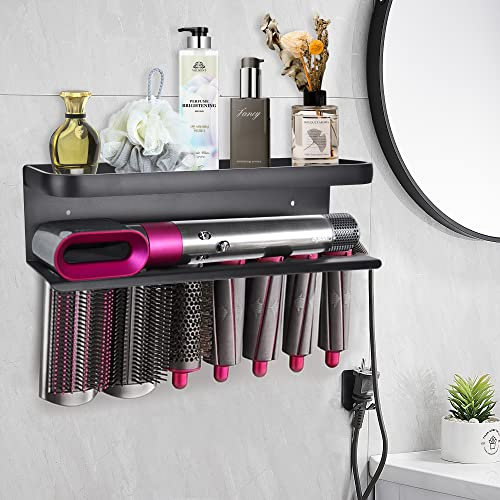 Morwealth Halterung für Dyson Airwrap, 2 in 1 Dyson Airwrap Wandhalterung Halterung, Lockenwickler Locken Haartrockner Halterung Ständer Fönhalter für Haus Bad Veranstalter
