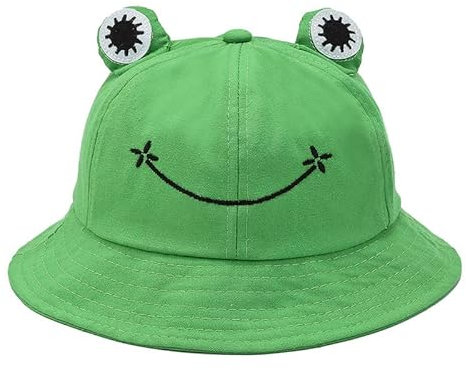 ShanBye Frosch Hut,Cute Baumwolle Frosch Eimer Hut Faltbarer Frog Fischerhut Sonnenhut Angelkappe Sommerhut für Männer Frauen Teenager Erwachsene Kinder Camping Wandern Angeln Jagd