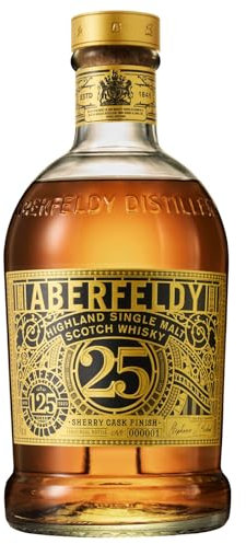 Aberfeldy 25 Jahre Single Malt Scotch Whisky, 40 Vol.-%, 70 cl/700 ml, in Oloroso-Sherry-Fässern gereift als 1. Whisky-Abfüllung nach dem Sherry
