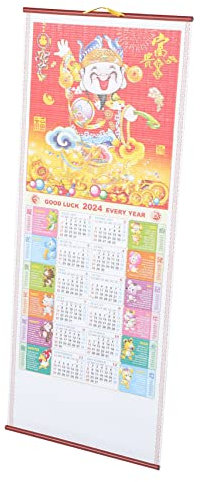 EXCEART 2024 Zodiac Wandkalender Chinesischer Feng-shui-kalender Chinesischer Mondkalender 2024 Jahr Drachenkalender Chinesischer Kalender 2024 Desktop-kalender 2024 Fein China Papier Büro