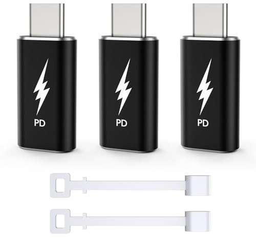 TechMatte 3 Pack Lightning to USB-C Adapter, PD Fast Charging Compatible with Phone 15/Plus/Pro/Pro Max and More Type C Devices, Support Data Transmission, Not OTG/Headphones/iPad Pencil, Black