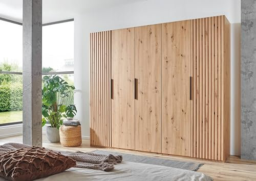 möbelando Drehtürenschrank >Andorra< in Artisan Eiche - 250x216x58cm (BxHxT)