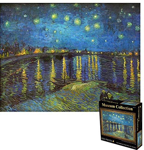Puzzle 2000 Teile Sternennacht über der Rhone von Vincent Van Gogh - 100 x 70 cm Klassisches Puzzle für Erwachsene - Schwer