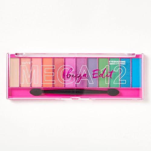 Technic Mega Lidschatten-Palette - 12 pigmentierte, lang anhaltende, leicht aufzutragende und verblendbare Farbtöne für den perfekten Tages- und Abendlook - 18g (Ibiza)