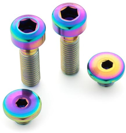 RISON-Titanium 4 Stück Fahrrad Bremshebel Schrauben Set, M5 Titanschrauben Ölzylinderdeckelschrauben, Fahrrad Bremsschraube für Shimano XT Bremshebel Ölkappe Schrauben Fahrradschrauben Zubehör
