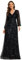 Ever-Pretty Women's Sequin A-Line V Neck Long Sheer Sleeves Tulle Evening Prom Dresses Black 22UK