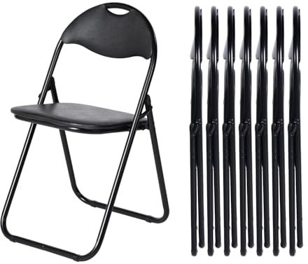 LuxNook Metall Klappstuhl, 150kg belastbar, 8er-Set mit PVC-Polsterung und Rückenlehne. Bequemer Klappstuhl für Gäste, Küche, Camping