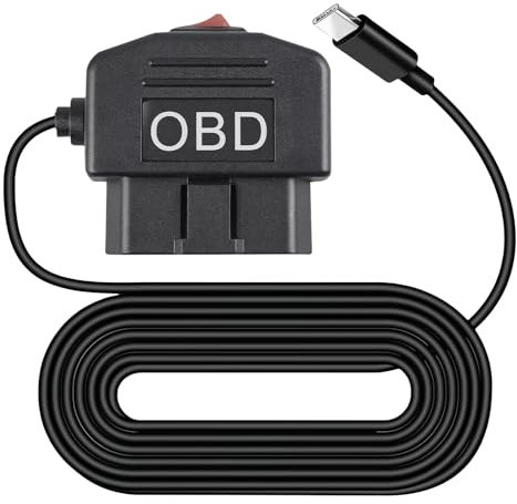 WIYETY OBD-Zugkabel Hardwire-Kit: 3,5 M OBD-Stromkabel Typ-C Mini USB Netzadapter Ladekabel mit Schalter Taste, 24 Stunden Überwachung und Acc Modus, Micro-OBD-Netzkabel für Dash-Kamera, OBD-Anschluss