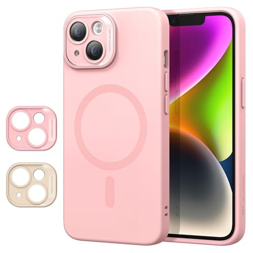 ESR for iPhone 14 Case with MagSafe, Supports Magnetic Charging, Slim Liquid Silicone Case, Shock Absorbing, Screen and Camera Protection, Cloud Series, Pink