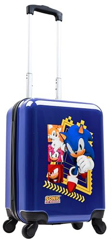 Sonic The Hedgehog Kinder Koffer, Reisekoffer mit Rollen, 49 x 33 x 22 cm, 30L, 4 Rollen, Geschenke für Kinder