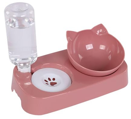 Gamelle de nourriture pour chat, Mangeoire pour chat, Bol inclinable pour animaux de compagnie, Séparation sèche et humide, Outils de nourriture pour animaux de compagnie avec distributeur d'eau