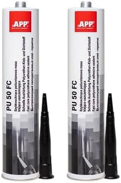 APP PU 50 FC Colle-mastic carrosserie voiture | Colle polyuréthane: excellent pour une utilisation comme colle a pare brise | Mastic colle étanche pour nombreux matériaux | Noir | 310 ml (Lot de 2)
