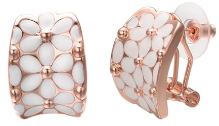 Vissen Weiß Blumen Ohrstecker Damen Rosegold Groß Ohrringe Stecker Rosevergoldete Modeschmuck Hochzeit